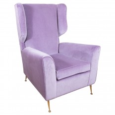 Pair of upholstered wing back armchairs
